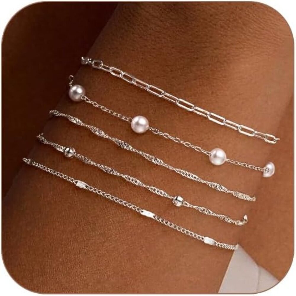 Gold Bracelets For Women, 14k Dainty Gold Plated Stackable Bracelets For Women T